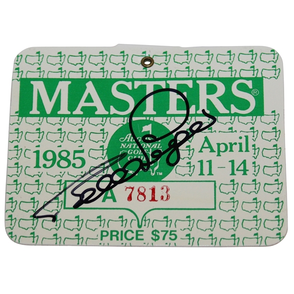 Bernhard Langer Signed 1985 Masters Tournament SERIES Badge #A7813 JSA ALOA