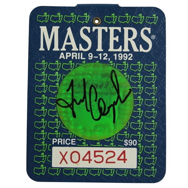 Fred Couples Signed 1992 Masters Tournament SERIES Badge #X04524 JSA ALOA