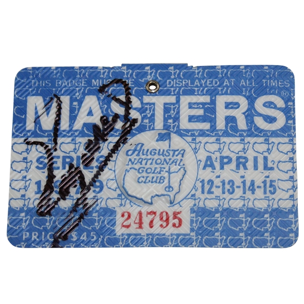 Fuzzy Zoeller Signed 1979 Masters Tournament SERIES Badge #24795 JSA ALOA