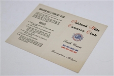 Oakland Hills Country Club Used Scorecard