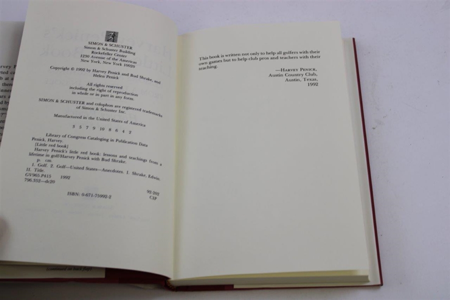 Harvey Penick Signed Copy Of 'Harvey Penick's Little Red Book' JSA ALOA