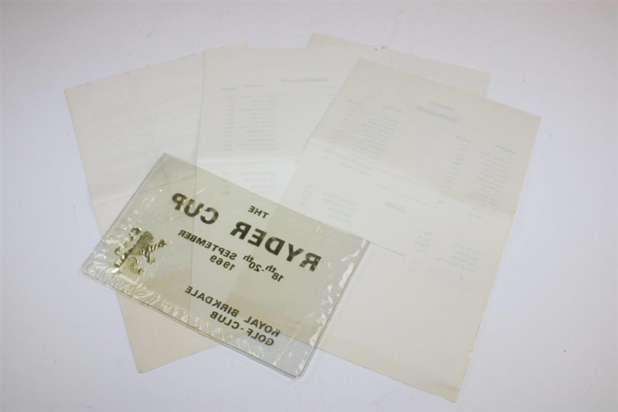 1969 Ryder Cup PGA Information Guide, Team Rosters & Press Welcome With Ryder Cup Pouch
