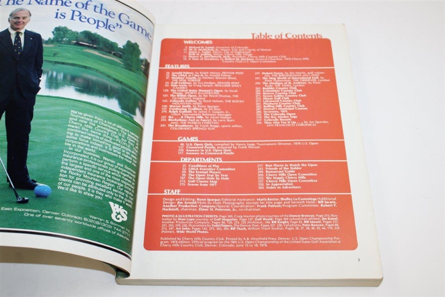 1978 US Open at Cherry Hills Country Club Official Program