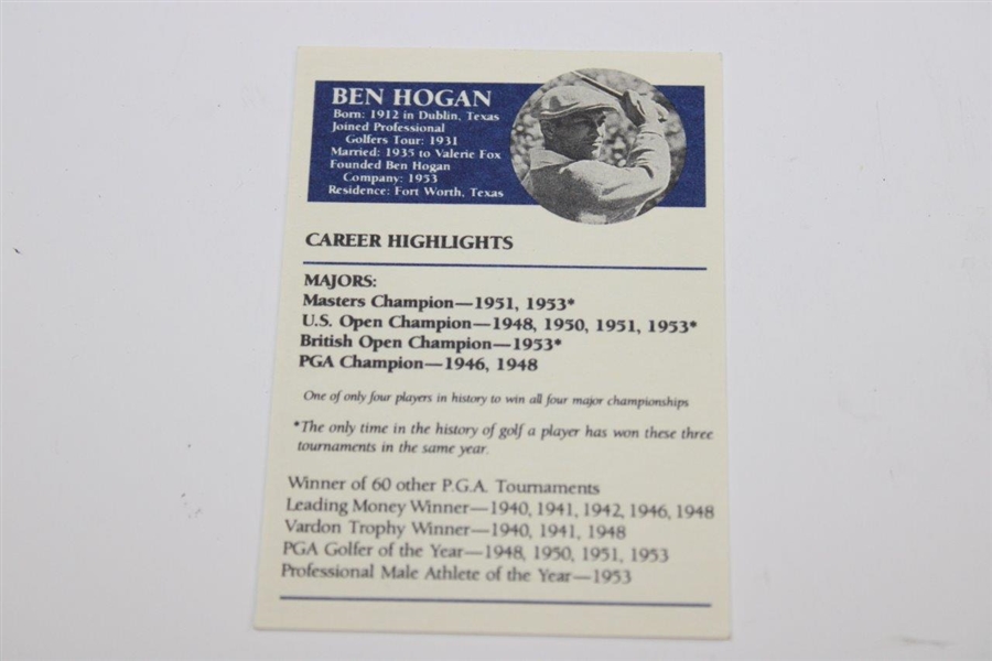 Ben Hogan Golf Card with Facsimile Signature