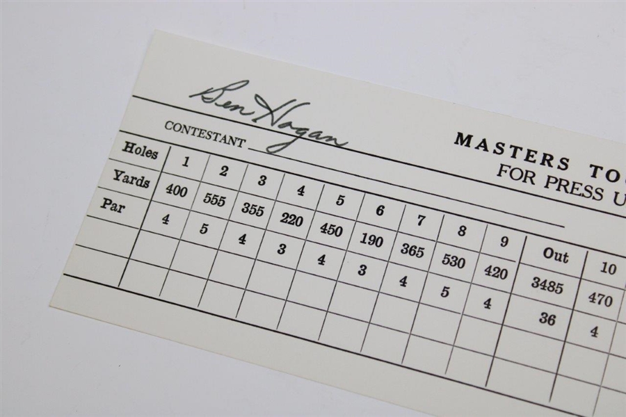 Ben Hogan Signed Masters Scorecard PSA #Y05004