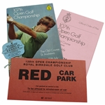1978 Open Championship At St. Andrews Pairing Sheet, Season Ticket, Program & Parking Pass