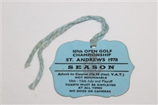1978 Open Championship At St. Andrews Pairing Sheet, Season Ticket, Program & Parking Pass