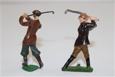 Hand-painted Miniature Metal Golfer Figures - Post Swing & Pre-Swing