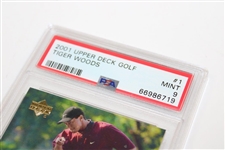 Tiger Woods 2001 Upper Deck Golf Card PSA Graded 9 #66986719