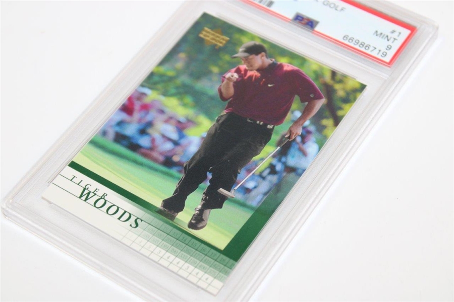 Tiger Woods 2001 Upper Deck Golf Card PSA Graded 9 #66986719