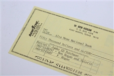 Ben Hogan Signed $50,000 Bank One Check to Alta Mesa Nat'l Bank JSA #E59943