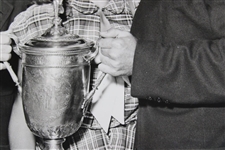 Cary Middlecoff Getting a Kiss Holding The US Open Trophy
