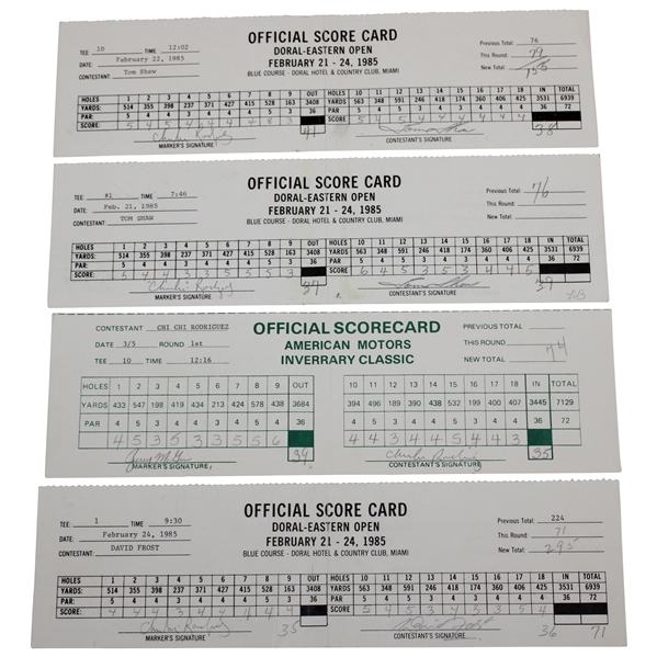 Three 1985 Doral Eastern Open Used Scorecards & 1981 American Motors Inv. Classic Scorecard