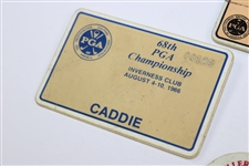 1986, 1988 & 1992 PGA Championship Caddie Badges w/1992 PGA Contestant Guest Badge