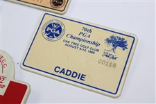 1986, 1988 & 1992 PGA Championship Caddie Badges w/1992 PGA Contestant Guest Badge