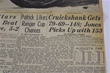 1937 Bobby Jones Masters New York Evening Journal Newspaper 