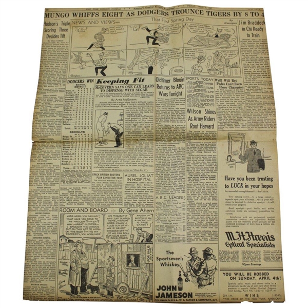 1937 Bobby Jones Masters New York Evening Journal Newspaper 