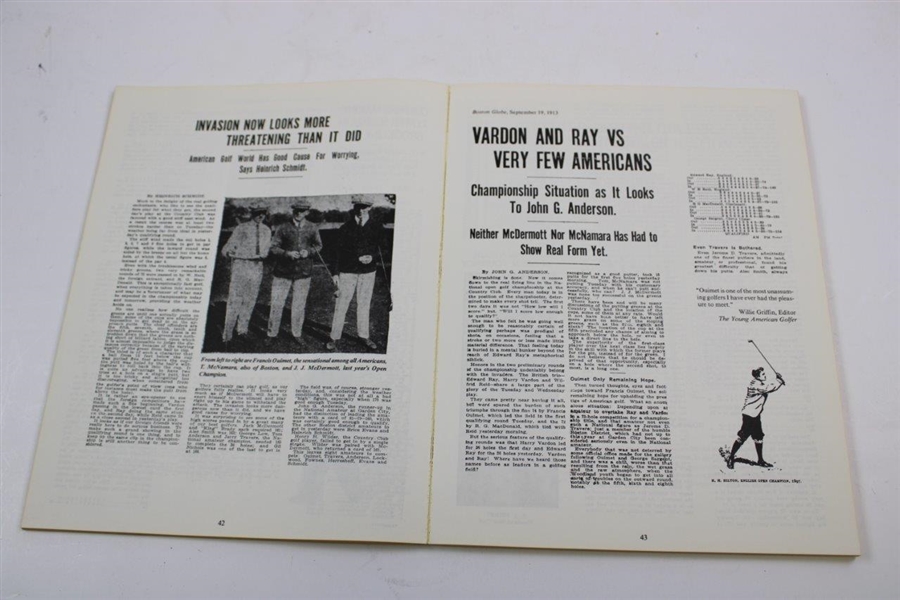 1988 'The Greatest Golf Tournament Of Them All, The 1913 US Open' 1st Ed Book