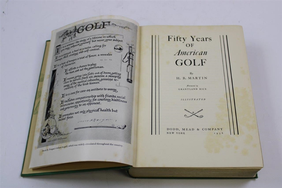 1936 'Fifty Years Of American Golf' 1st Edition Book by H.B. Martin