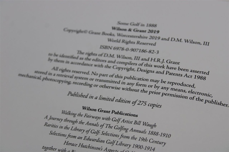 2019 'Some Golf In 1888' 1st Ed Limited to 275 Copies Book by Wilson & Bob Grant