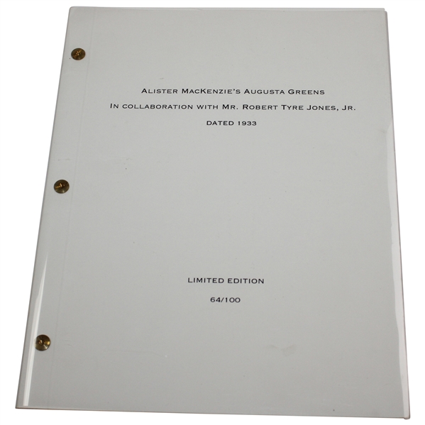 Ltd Ed 'Augusta Greens' #64/100 First Edition Booklet - Alister Mackenzie
