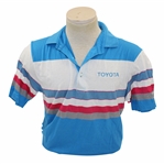 Chi-Chi Rodriguezs Personal Blue w/Red, White & Gray Stripes Golf Shirt with Toyota Sponsor - Medium