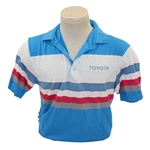 Chi-Chi Rodriguez's Personal Blue w/Red, White & Gray Stripes Golf Shirt with Toyota Sponsor - Medium