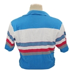 Chi-Chi Rodriguez's Personal Blue w/Red, White & Gray Stripes Golf Shirt with Toyota Sponsor - Medium