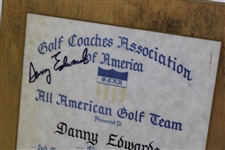 Danny Edwards Signed Personal 1971 All American Golf Award Plaque JSA ALOA