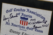 Danny Edwards Signed & Inscribed Personal 1973 All American Golf Award Plaque JSA ALOA