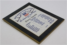 Danny Edwards Signed & Inscribed Personal 1973 All American Golf Award Plaque JSA ALOA