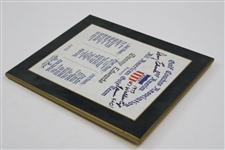 Danny Edwards Signed & Inscribed Personal 1973 All American Golf Award Plaque JSA ALOA