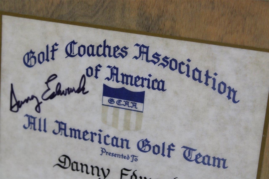 Danny Edwards Signed Personal 1972 All American Golf Award Plaque JSA ALOA
