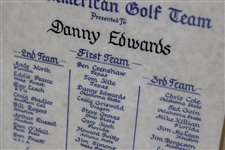 Danny Edwards Signed Personal 1972 All American Golf Award Plaque JSA ALOA