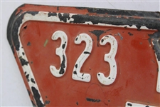 Vintage Metal 323 Yards Hole No. 5 Par 4 Red Tee Triangular Sign