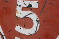 Vintage Metal 323 Yards Hole No. 5 Par 4 Red Tee Triangular Sign