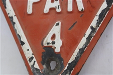 Vintage Metal 323 Yards Hole No. 5 Par 4 Red Tee Triangular Sign