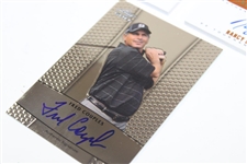 Nick Faldo, Fred Couples & Nancy Lopez Signed Ultimate Leaf Golf Cards 