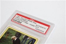 Greg Norman 1987 Miller Press PGA Leader Putting Hand Cut Golf Card PSA Authentic #14582835