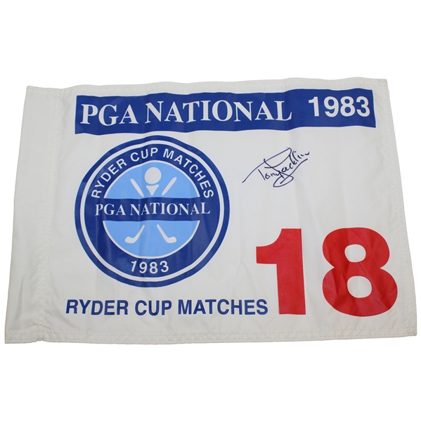 Tony Jacklin Signed 1983 PGA National Ryder Cup Matches Flag JSA ALOA