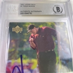 Tiger Woods Signed 2001 Upper Deck Rookie Card - Beckett #00015545792 - Rare
