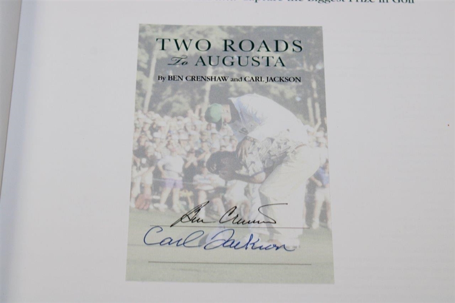 Augusta National Caddy Carl Jackson & Ben Crenshaw Signed Two Roads To Augusta Book JSA ALOA
