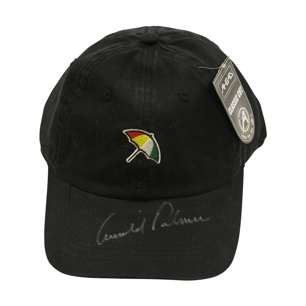 Arnold Palmer Signed Arnold Palmer Umbrella Logo Black Hat JSA ALOA