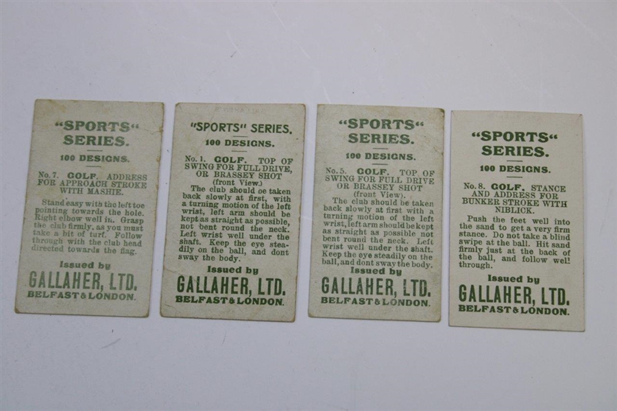 Four (4) 1917 Gallaher's J. Braid Sports Series Tobacco Golf Cards