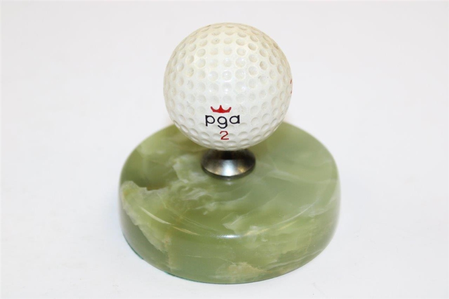 1971 International PGA Ryder Cup Logo Golf Ball on Marble Stand