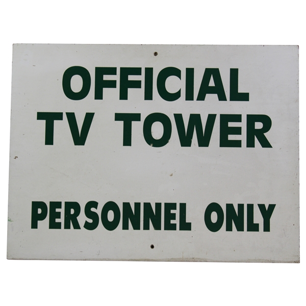 Official TV Tower Personnel Only Wood Sign from c.1980s Masters Tournament