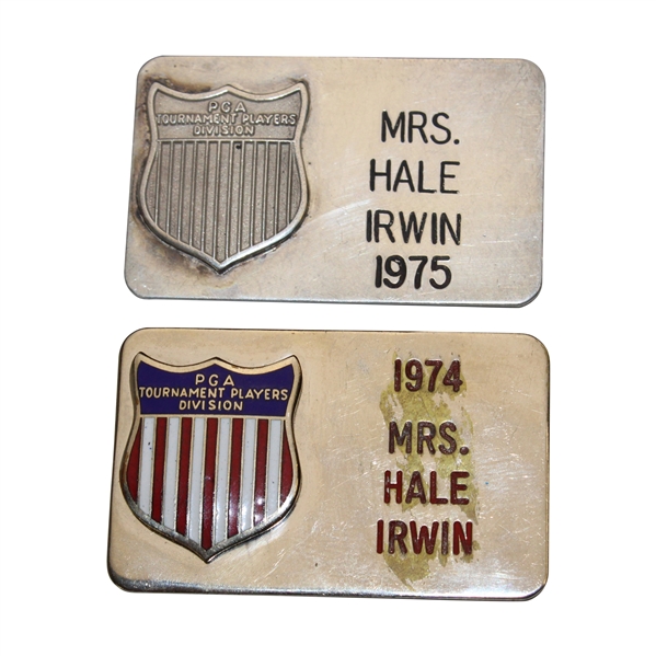 Sally Irwins 1974 & 1975 PGA Tournament Players Division Players Wife Pins