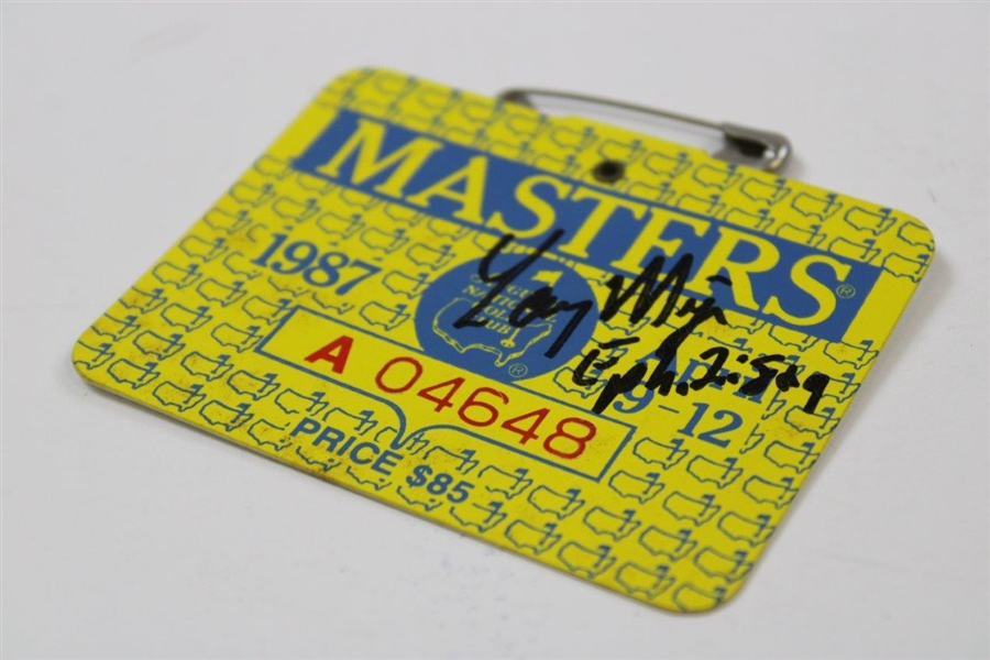 Larry Mize Signed 1987 Masters Tournament Series Badge #A04648 JSA ALOA