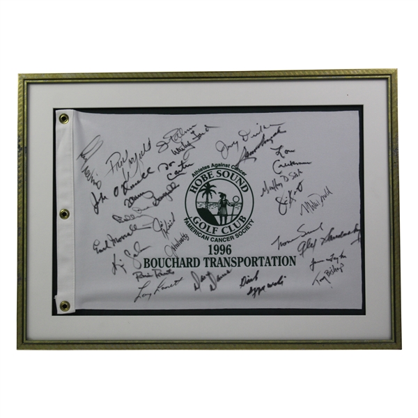 Smoltz, Orr, Palmer, Ford, Snead & 23 others Signed 1996 Athletes Against Cancer Framed Flag JSA ALOA