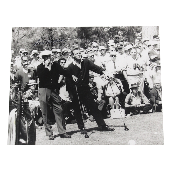 Ben Hogan Signed Black & White Photo of Ben Hogan & Arnold Palmer at 1966 Masters JSA ALOA